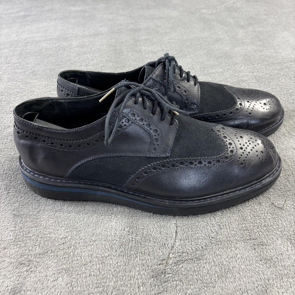 Studio Belvedere Shoes Mens 11.5 M Luis Black Leather Wingtip Oxfords Lace Up‎